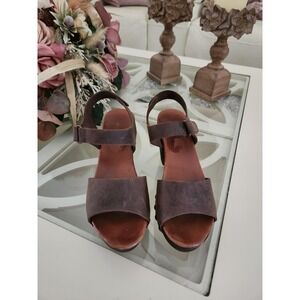 Mila Paoli Block Heel Studded Leather Platform Shoes Brown Womens Size 39 US 8.5